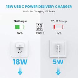 UGREEN USB C Charger 18W PD Fast Charger Wall Type C Power Delivery for iPhone SE 11 Pro Max Xs Max XR X 8 Plus, AirPods Pro, iPad Pro, Google Pixel 3a XL, Samsung Galaxy S10+ S9+, LG V50 ThinQ G8