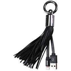 Remax Cute Portable Cable USB Cable Tassels Keychain Gift Compatible with Cell Phone X 8 8Plus 7 7 Plus 6S 6 Tablet mini Air (Tassels/Black)