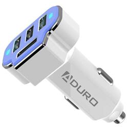 Aduro 4 Port Car Charger Adapter, 12V Fast Car Charger USB Adapter Power Station 5.2A/26W Output (Blue)