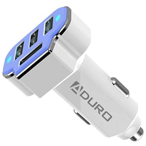 Aduro 4 Port Car Charger Adapter, 12V Fast Car Charger USB Adapter Power Station 5.2A/26W Output (Blue)