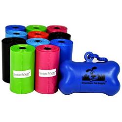 Downtown Pet Supply Dog Pet Waste Poop Bags with Leash Clip and Bag Dispenser - 180, 220, 500, 700, 880, 960, 2200 Bags