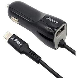 Apple Certified iPhone Car Charger - Ultra Durable 4ft Coiled Lightning Cable - 3.4 Amp Rapid Power - for iPhone 11 XS Max XR X 8 Plus 7 6S 6 SE 5S 5C 5 iPad Mini Air Pro iPod - Extra USB Port (Black)