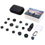 Phone Camera Lens Kit, 9 in 1 Zoom Universal Telephoto Lens+198° Fisheye lens + 0.36 Super Wide Angle Lens + 0.63X Wide Lens +20X Macro Lens + 15X Macro Lens + CPL + Kaleidoscope Lens + Starburst Lens