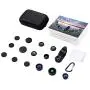 Phone Camera Lens Kit, 9 in 1 Zoom Universal Telephoto Lens+198° Fisheye lens + 0.36 Super Wide Angle Lens + 0.63X Wide Lens +20X Macro Lens + 15X Macro Lens + CPL + Kaleidoscope Lens + Starburst Lens