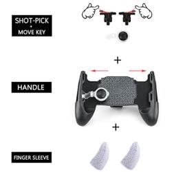 PASNOWFU PUBG Mobile Trigger Mobile Game iOS & Android Controller, Aim Trigger Fire Buttons L1R1 Shooter Sensitive Joystick 【Two Buttons + Gamepad + Finger Sleeve + Joystick】