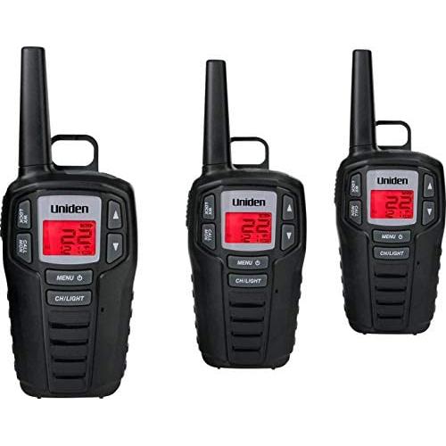 Uniden SX307-3C FRS 3-Pack, Up to 30-Mile Range, Walkie Talkies, 22-Channel FRS 2-Way Radios - Black