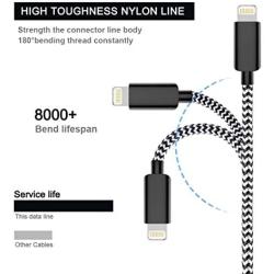 Sharllen Lightning Cord 5Pack[3/3/6/6/10FT] Nylon Braided Cell-Phone Charging Cable USB Fast Charging & Syncing Long Cord,iPhone Charger Compatible iPhone XS/Max/XR/X/8/8P/7/7P/6/iPad/iPod Black&White