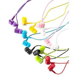 G01 Earbud Headphones Bulk Pack of 10, Basic Corded Earphones Wholesale Accessory for iPhone Smartphone Computer Laptop Chromebook MP3 Player (8 Colors, Pack of 10)