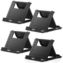 Elimoons Phone Stand, 4 Pack Cell Phone Stand, Universal Foldable Tablet Stand Multi-Angle Pocket Desktop Holder Cradle Compatible Phone XR XS Max X/8/7 Plus/7/6s/6/5/4 SE, Tablets(6-11"), Black