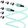 Melonboy Magnetic Charging Cable(2 Pack, 3.3ft/6.6ft), Soft & Tangle-Free Liquid Silicone Cable, 3 in 1 Magnetic Phone Charger Cable Compatible with Type-C, Micro USB and iProduct Devices - Cyan-Bule