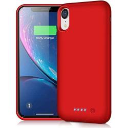 QTshine Battery Case for iPhone XR, Newest [6800mAh] Protective Portable Charging Case Rechargeable Extended Battery Pack Charger Case for Apple iPhone XR(6.1inch) Backup Power Bank Cover - Red