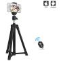 Cell Phone Tripod for Desk, Adjustable Phone Stand with Wireless Bluetooth Remote, Phone Tripod Stand 360°Rotation for All Types of Smartphones