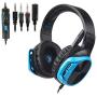 Sades R17 Stereo Gaming Headset for Xbox One PS4 PC, Surround Sound Over-Ear Headphones with Anti-Noise Mic,Volume Control for Laptop, Mac,Smartphone,Games -Black Blue.