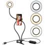 XINBAOHONG Selfie Ring Light with Cell Phone Holder Stand for Live Stream & Makeup,LED Camera Light with Lazy Bracket for Video/Photography, Desk Lamp for Bedroom, Office, Kitchen, Bathroom