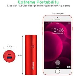 Portable Charger, BONAI Ultra-Compact Aluminum Power Bank 5000mAh Travel, High-Speed Output External Backup Battery Compatible iPhone, iPad, iPod, Samsung, Tablets - Red (Charging Cable Included)