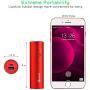 Portable Charger, BONAI Ultra-Compact Aluminum Power Bank 5000mAh Travel, High-Speed Output External Backup Battery Compatible iPhone, iPad, iPod, Samsung, Tablets - Red (Charging Cable Included)