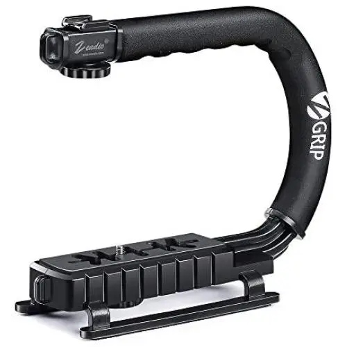 Zeadio Video Action Stabilizing Handle Grip Handheld Stabilizer with Hot-Shoe Mount for Canon Nikon Sony Panasonic Pentax Olympus DSLR Camera Camcorder