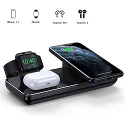 Wireless Charging Station for Apple Watch, iPhone & AirPods Pro, Wireless Charger Compatible with iPhone 11/11 Pro Max/XR/XS Max/Xs/X/8, iWatch 5/4/3/2/1