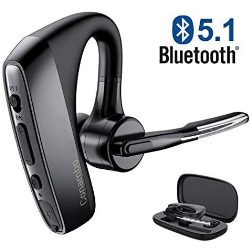 Bluetooth Headset V5.1 aptX HD Wireless Bluetooth Earpiece with CVC8.0 Dual Mic Noise Cancelling 16Hrs Hands-Free Talking for Cell Phone iPhone Android Laptop Skype Trucker Driver