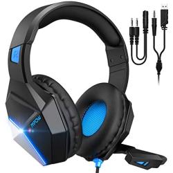 Mpow EG10 Gaming Headset for PS4, PC, Xbox One Controller,Over-Ear Headphones with Mic Noise Cancelling, Switchable LED Light Soft Earmuffs for Laptop Mac Nintendo Switch Pad MAC Game(2020 Edition)