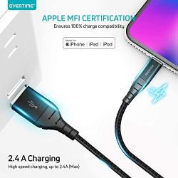 iPhone Charger 10ft, Apple MFi Certified Lightning Cable, Braided Nylon High-Speed Cable for iPhone 11/11 Pro/11 Pro Max/X/XS/XR/XS Max/8/7/6/5S/SE, AirPods/Pro, iPad Mini/Air and More - Black