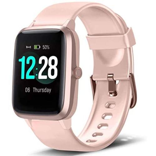 Lintelek Smart Watch with 1.3" LCD Full Touch Screen, Large Screen Fitness Tracker with Heart Rate Monitor, Pedometer, Sleep Tracker, Waterproof Activity Tracker for Men, Women and Gift (Pink)