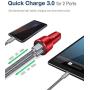Car Charger, JSAUX Quick Charge 3.0 3A Dual USB Ports 36W Fast Car Adapter Metal Compatible with Samsung Galaxy S10 S9 S8 S20 Plus Note 10 9 8 S7, iPhone Xs Max XR X 8 7 6, iPad, LG G6 V20, Moto Red