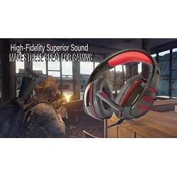 Pro Gaming Headset for PC PS4 Xbox One Surround Sound Over-Ear Headphones with Mic LED Light Bass Surround Soft Memory Earmuffs for Computer Laptop Switch Games Kid’s Boy’s Teen’s Gifts