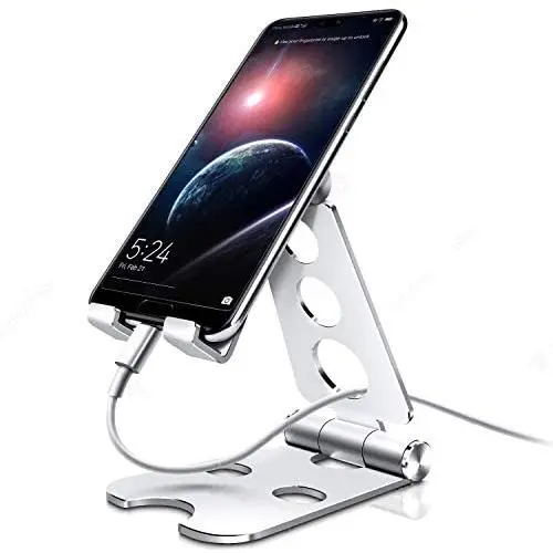 Phone Stand Holder,Full Foldable Phone Holder for Desk,Cell Phone Stand Adjustable Desktop Phone Holder Cradle Compatible with iPhone 11 Pro Max,iPad Mini,Tablets (7-10"), All Phones (Silver) Phone Stand Holder,Full Foldable Phone Holder for Desk,Cell Phone Stand Adjustable Desktop Phone Holder Cradle Compatible with iPhone 11 Pro Max,iPad Mini,Tablets (7-10"), All Phones (Silver)