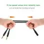 Headphone Splitter Cable for PC, Rellyuar Headset Mic and Audio Splitter Cable, Headphone Mic Splitter 3.5mm Female to 2 Male Gold Plated Headphone Mic Audio Y Splitter Flat Cable(Black)