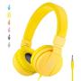 ONTA gorsun Foldable On Ear Audio Adjustable Lightweight Headphone for Children Cellphones Smartphones iPhone Laptop Computer Mp3/4 Earphones (Yellow)