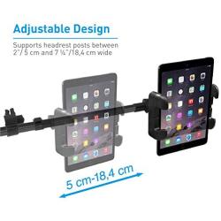 Macally Car Headrest Mount Holder for Apple iPad Pro/Air/Mini, Tablets, Nintendo Switch, iPhone, Smartphones 4.5" to 10" Wide with Dual Adjustable Positions and 360° Rotation (HRMOUNTPROB)