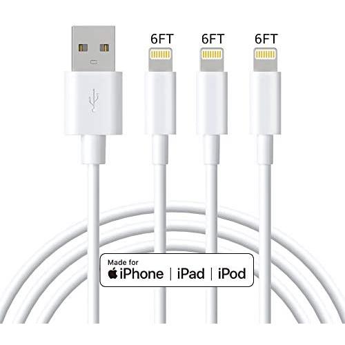 Marchpower Lightning Cable MFi Certified iPhone Cable 3Pack 6ft Lightning to USB Cable for iPhone 11 Pro Max Xs Max X 8Plus 7Plus 6S iPad iPod White