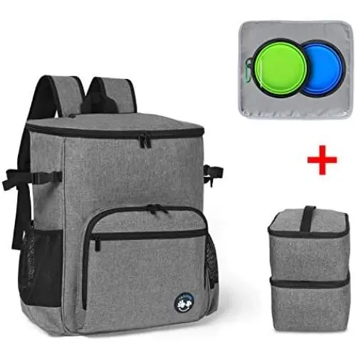 Teamoy Dog Travel Backpack, Pet Supplies Weekend Organizer with 2 Silicone Collapsible Bowls, 2 Food Carrier, 1 Water-Resistant Placemat
