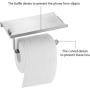 Toilet Paper Holder, SUS304 Stainless Steel Toilet Paper Holder with Phone Shelf for Mobile Phone, Wall Mounted Bathroom Tissue Holder for Smartphone