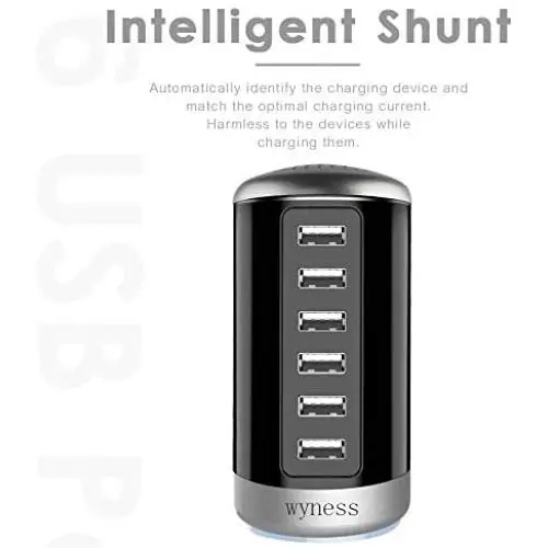 6 Ports Desktop Charging Station,USB Hub Wall Charger with QC 2.1,Compatible for Smart Phones, Tablets, and Other Electronics (Black ) 6 Ports Desktop Charging Station,USB Hub Wall Charger with QC 2.1,Compatible for Smart Phones, Tablets, and Other Electronics (Black )