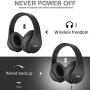 Wireless Bluetooth Headphones Over-Ear with Deep Bass, Foldable Wireless and Wired Stereo Headset Buit in Mic for Cell Phone, PC,TV, PC,Light Weight for Prolonged Wearing (Black)