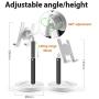 Cell Phone Stand Desktop Phone Stand Adjustable Sturdy Aluminum Metal Phone Holder Cradle Dock, Compatible with Phone 11 Pro Xs Max Xr X 8, iPad, Kindle, Tablet (Black)