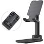 Cell Phone Stand, Jiduo Phone Holder Adjustable Height Smart Phone Accessories Compatible with Ipad Tablet for Desk Bedside Office Foldable (Black)