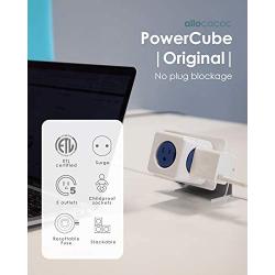 Allocacoc PowerCube |Original|, 5 Outlets, Surge Protection, Wall Plug, Cell Phone Charger, Compact for Travel, Home and Office, Space Saving, ETL Certified(Blue)