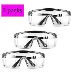 NiSotieb 3 Packs Anti Fog Safety Glasses Over Glasses Fashion Glasses Protective Safety Goggles Perfect Eye Protection for Sport/Workplace/Office/Outdoor