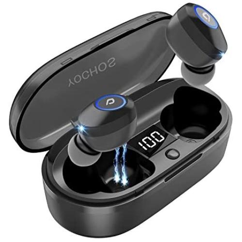 Wireless Earbuds, YOCHOS in-Ear Bluetooth Headphones with Charging Case, Mini Sweatproof Sports Earphones w/Mic 30 Hrs Playtime for iPhone Android Windows Cellphones