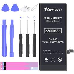 uowlbear 2300mAh Battery for iPhone 6s A1688 A1633 A1700 with Complete Replacement Kits and 2 Set Adhesive Strips - High Capacity