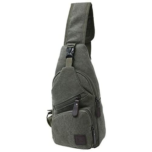 TOPEIUS Sling Bag, Mini Sling Backpack,Canvas Crossbody Shoulder Backpack,Travel Hiking Daypack for Men or Women