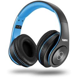 Bluetooth Headphones Wireless,Tuinyo Over Ear Stereo Wireless Headset 35H Playtime with deep bass, Soft Memory-Protein Earmuffs, Built-in Mic Wired Mode PC/Cell Phones/TV-Black/Blue