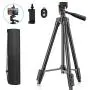 Phone Tripod, 51" Extendable Travel Lightweight Tripod Stand with Carrying Bag, Universal Tripod with Bluetooth Remote, Cell Phone Mount for iPhone Xs/Xs Max/Xr/X/8/8 Plus/Samsung/Android Phone,Camera Phone Tripod, 51" Extendable Travel Lightweight Tripod Stand with Carrying Bag, Universal Tripod with Bluetooth Remote, Cell Phone Mount for iPhone Xs/Xs Max/Xr/X/8/8 Plus/Samsung/Android Phone,Camera