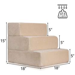 Nova Microdermabrasion Pet Dog Stairs Steps for High Beds Small Dogs with Washable Cover High Density Foam