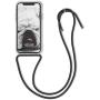 kwmobile Crossbody Case Compatible with Apple iPhone X - Clear Transparent TPU Cell Phone Cover with Neck Cord Lanyard Strap - Transparent/Black