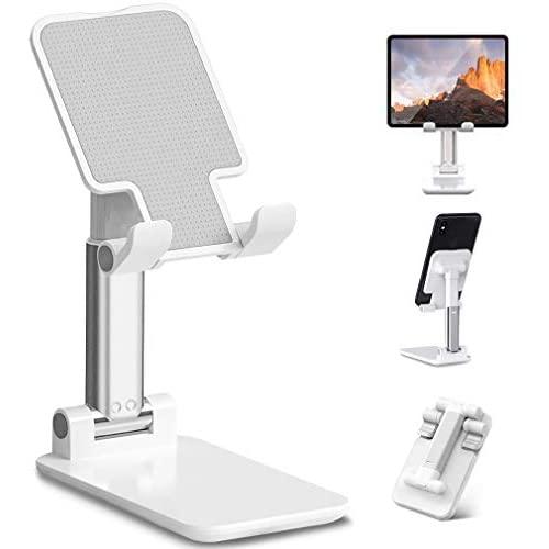 Cell Phone Stand,Solid Smartphone Holder Adjustable Dock Multi Purpose Cradle Compatible for iPhone 6 7 8 11 Pro Xs Max ipad Android Device Switch Tablet (White)