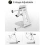 KAERSI Cell Phone Stand, 2 Hinge Adjustable, Foldable Phone Stand Holder Cradle Dock for Desk, Home, Office, Travel. Compatible with Smartphone Android, iPhone 11 Xs XR 8 7 Plus, Tablet iPad (Silver)